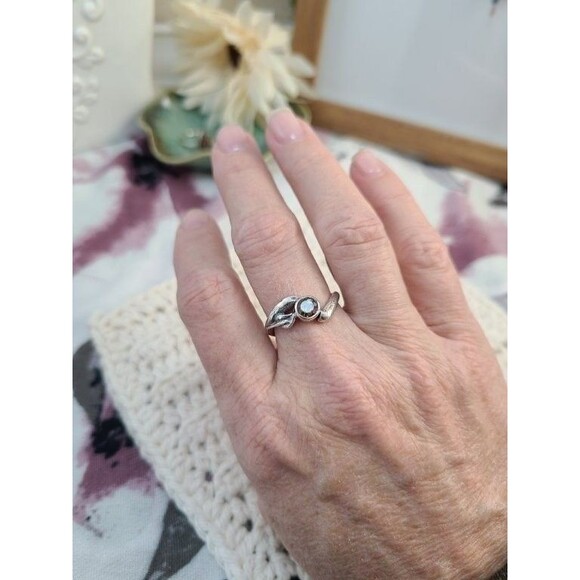 Sterling Silver BiColor Tourmaline Ring 925 Sz 7 Oval Gemstone Handmade Artisan - Picture 4 of 6